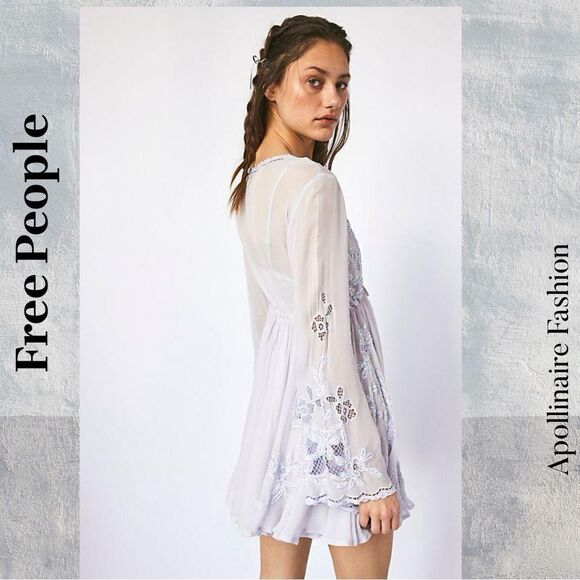 FREE PEOPLE LITA MINI DRESS EMBELLISHED IN PURPLE LARGE NWT - Picture 12 of 12